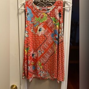 Johnny Was Floral Red Sleeveless Top